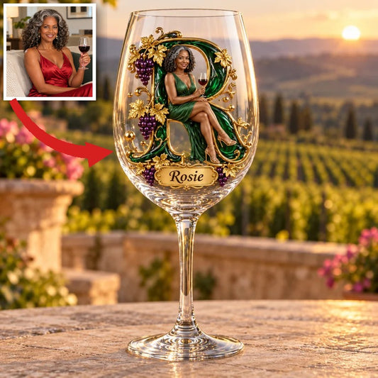 Verre à vin personnalisé avec photo - Cadeau pour femmes âgées