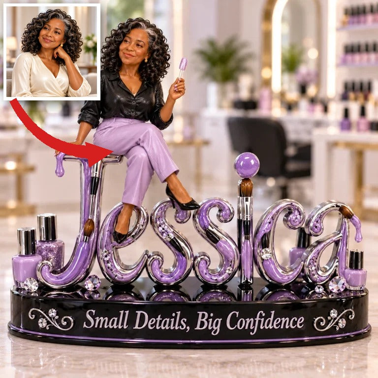 Personalized Custom Photo Nail Artist 3D Name Figurine - Gift for Older Women