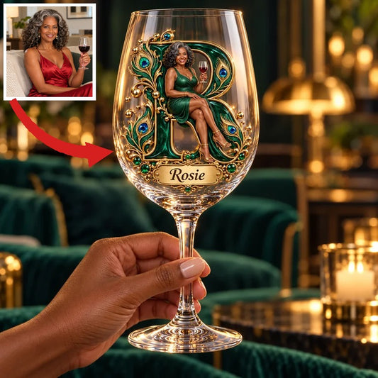 Verre à vin personnalisé avec photo - Cadeau pour femmes âgées