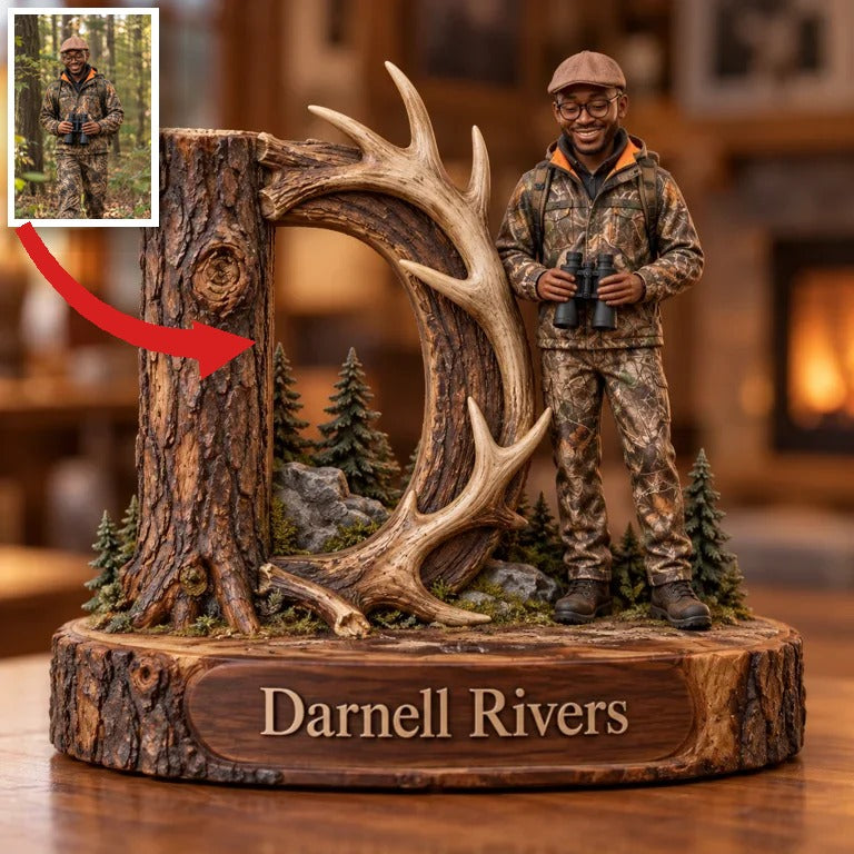 Personalisierte Jagd-Monogramm Holztafel mit Foto und Namen
