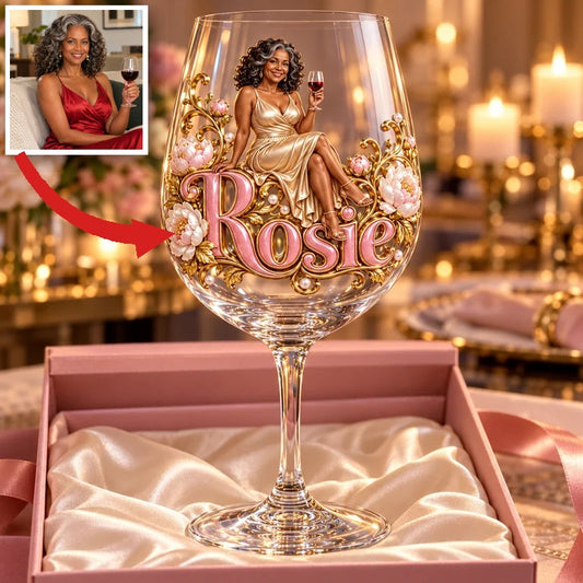 Verre à vin personnalisé avec photo - Cadeau pour femmes âgées