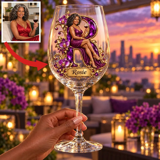 Verre à vin personnalisé avec photo - Cadeau pour femmes âgées