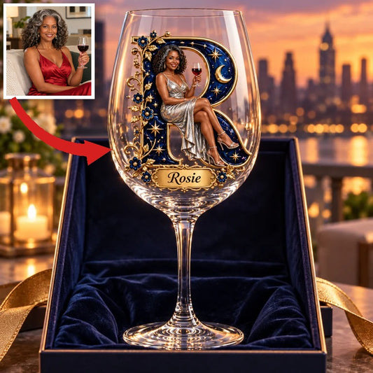 Verre à vin céleste photo personnalisé - Cadeau pour femmes âgées