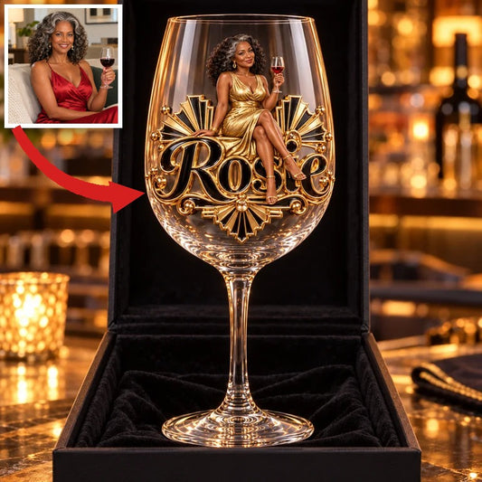 Verre à vin personnalisé Art Déco - Cadeau pour femmes âgées