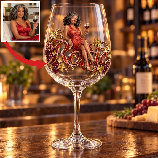 Verre à vin personnalisé avec photo - Cadeau pour femmes âgées