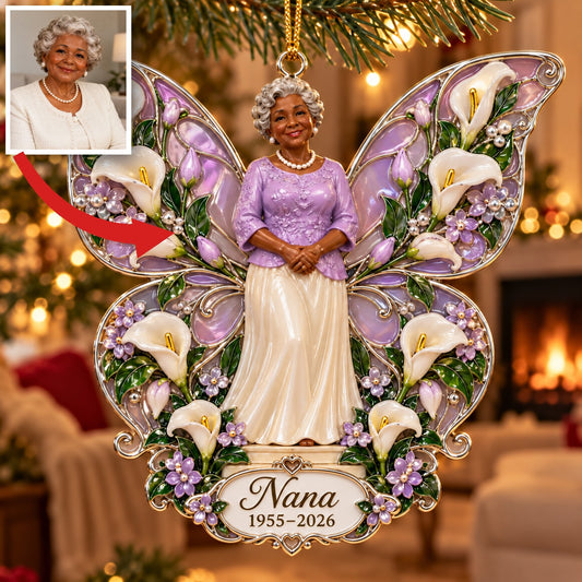 Personalisierte 3D Weihnachtsornament Schmetterling - Großmutter Figur Erinnerungsgeschenk