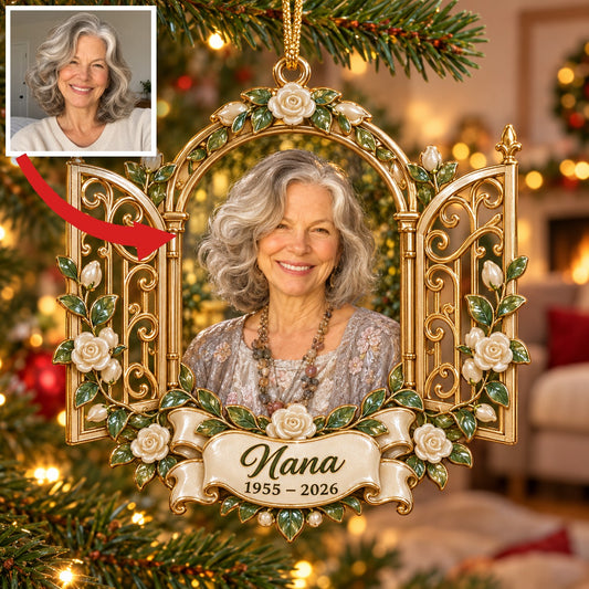 Personalisierte Foto-Himmlische Tore Gedenk-Christbaumkugel - In Erinnerung an Oma