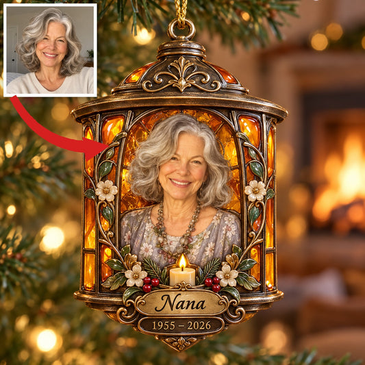 Personalisierte Foto-Laterne Weihnachtsornament - In Erinnerung an Oma