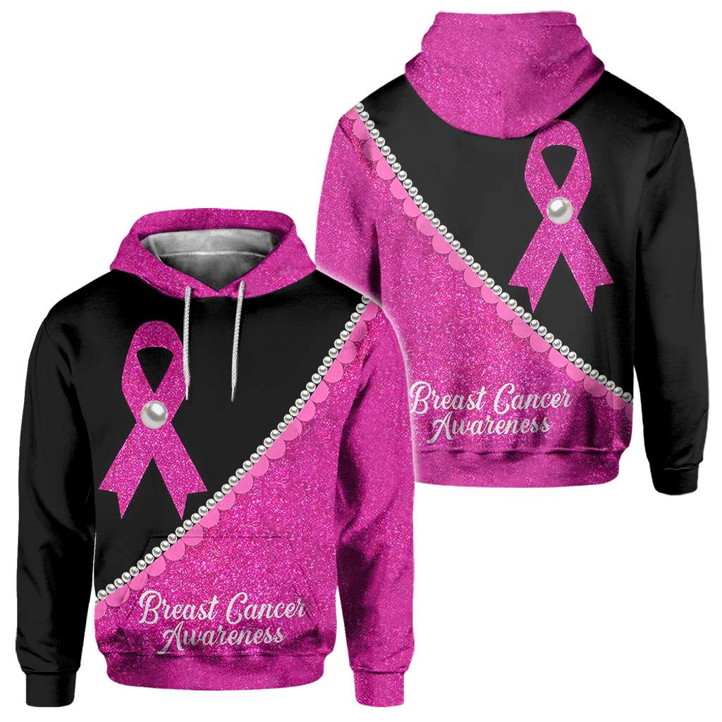 Pink Ribbon Pearls – T-Shirt und Hoodie zur Sensibilisierung für Brustkrebs (0822)