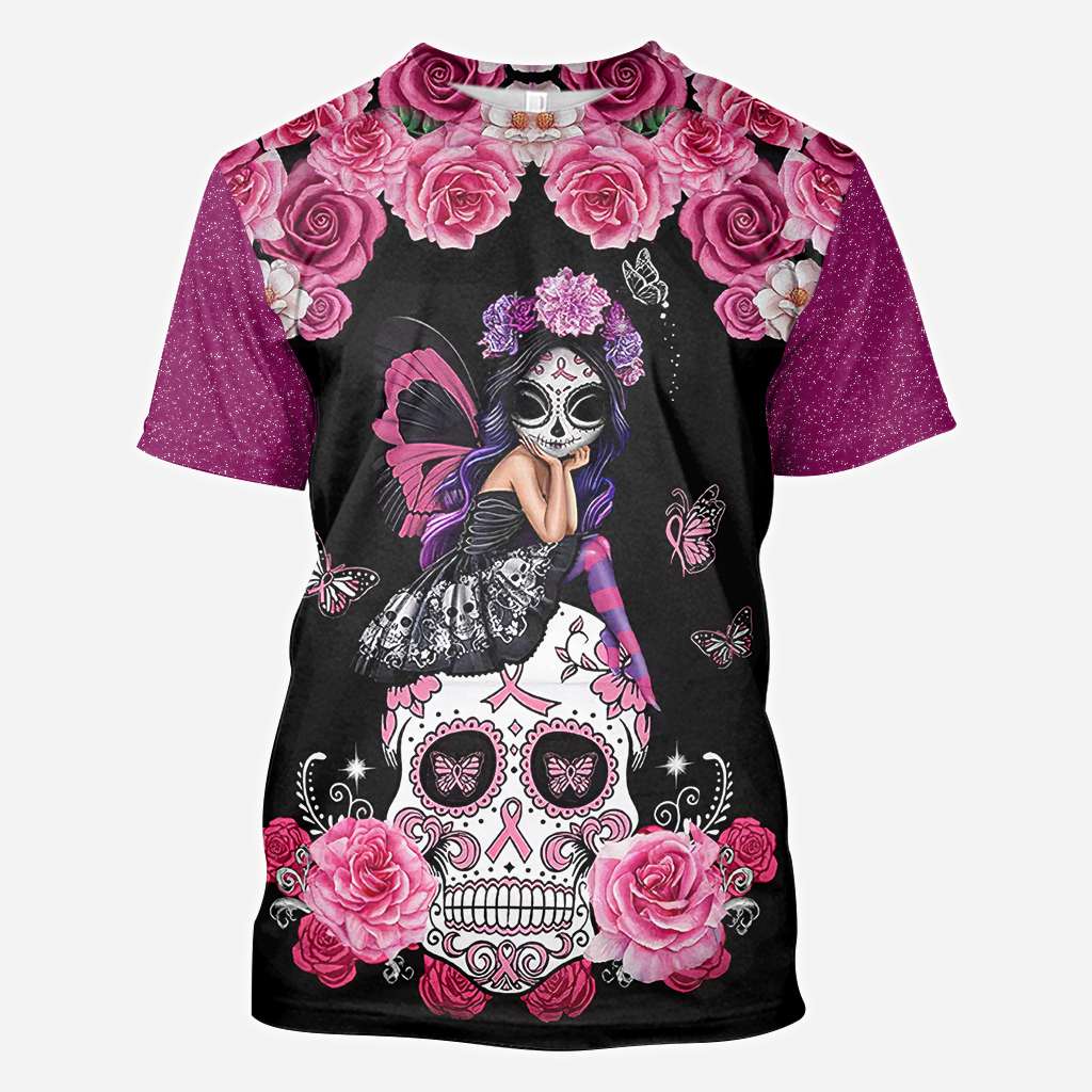 T-shirt et sweat à capuche « Tête de mort mexicaine et ruban rose » – Sensibilisation au cancer du sein (0822)