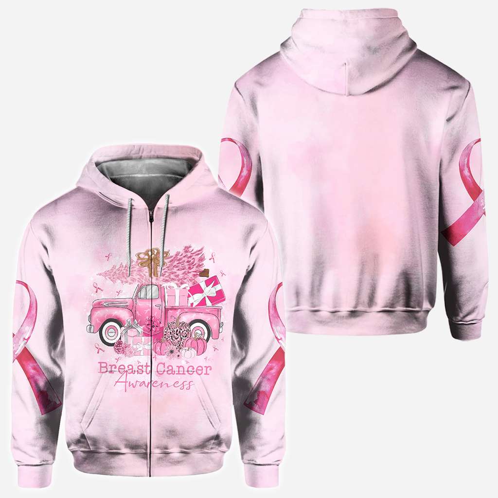 Weihnachten mit Brustkrebs-Truck – T-Shirt und Hoodie mit Brustkrebs-Motiv 0822