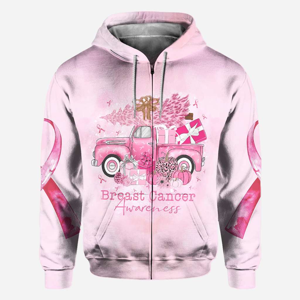 Weihnachten mit Brustkrebs-Truck – T-Shirt und Hoodie mit Brustkrebs-Motiv 0822