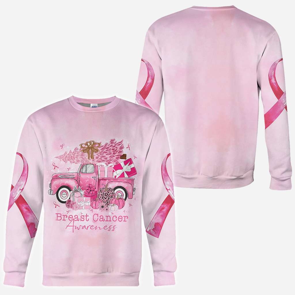 Weihnachten mit Brustkrebs-Truck – T-Shirt und Hoodie mit Brustkrebs-Motiv 0822