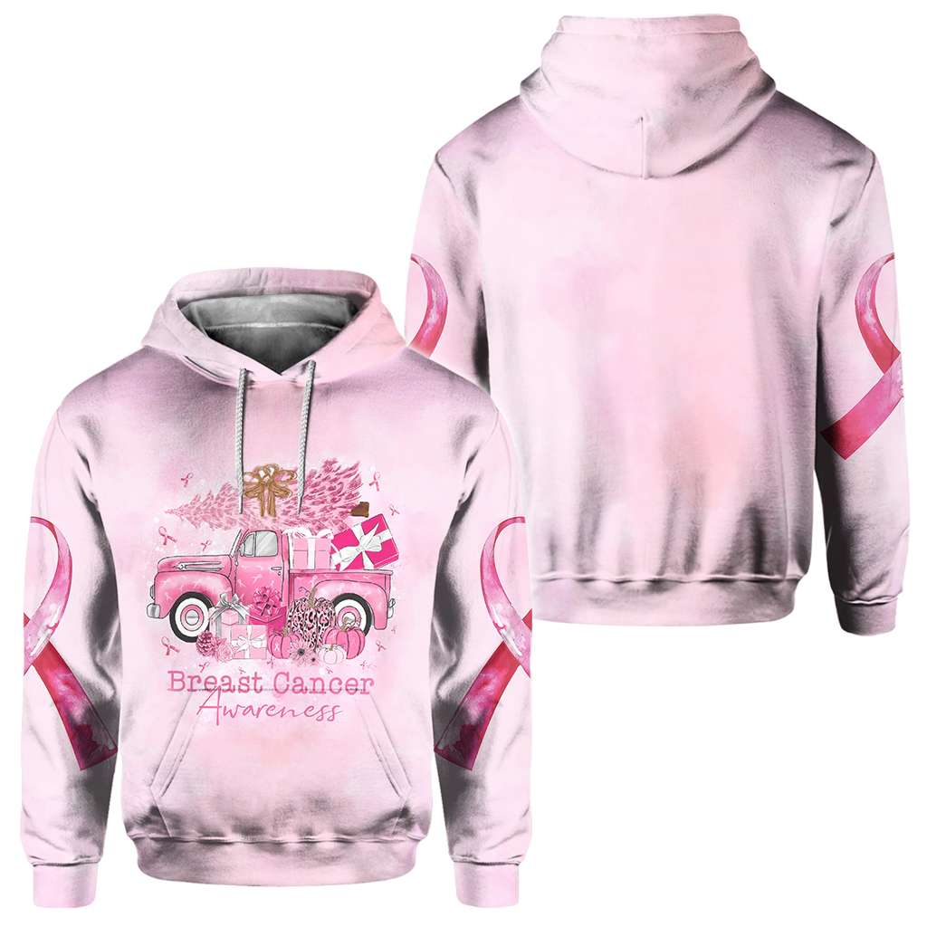 Weihnachten mit Brustkrebs-Truck – T-Shirt und Hoodie mit Brustkrebs-Motiv 0822