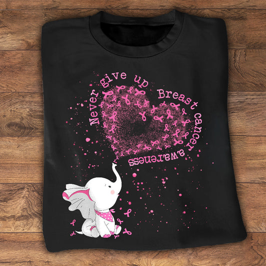 N'abandonnez jamais - T-shirt et sweat à capuche de sensibilisation au cancer du sein 0822