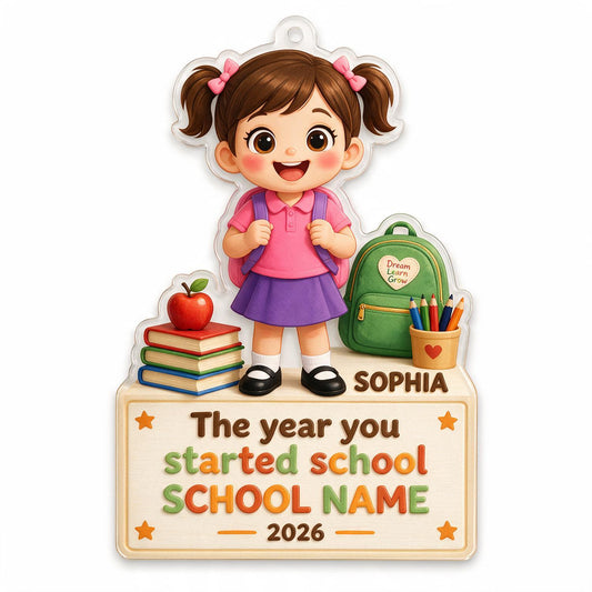 Personalisierte Acrylornament zum ersten Schultag, Geschenk zur Einschulung