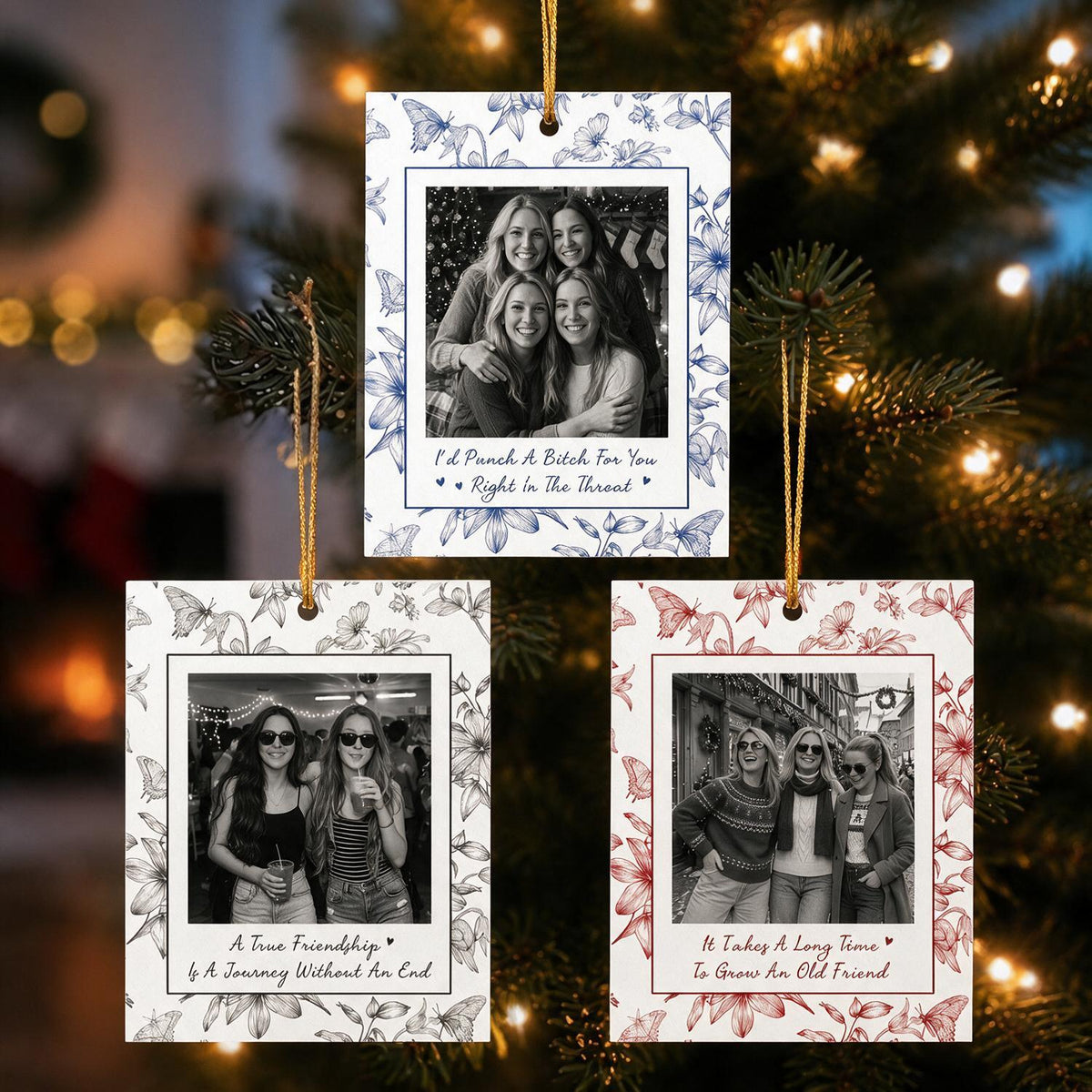 Ornement de Noël Photo Personnalisé Meilleurs Amis en Acrylique, Cadeau Amusant d'Amitié