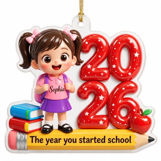 Personalisierte Acrylornament zum ersten Schultag, individuelles Foto zur Schule als Andenken für Kinder