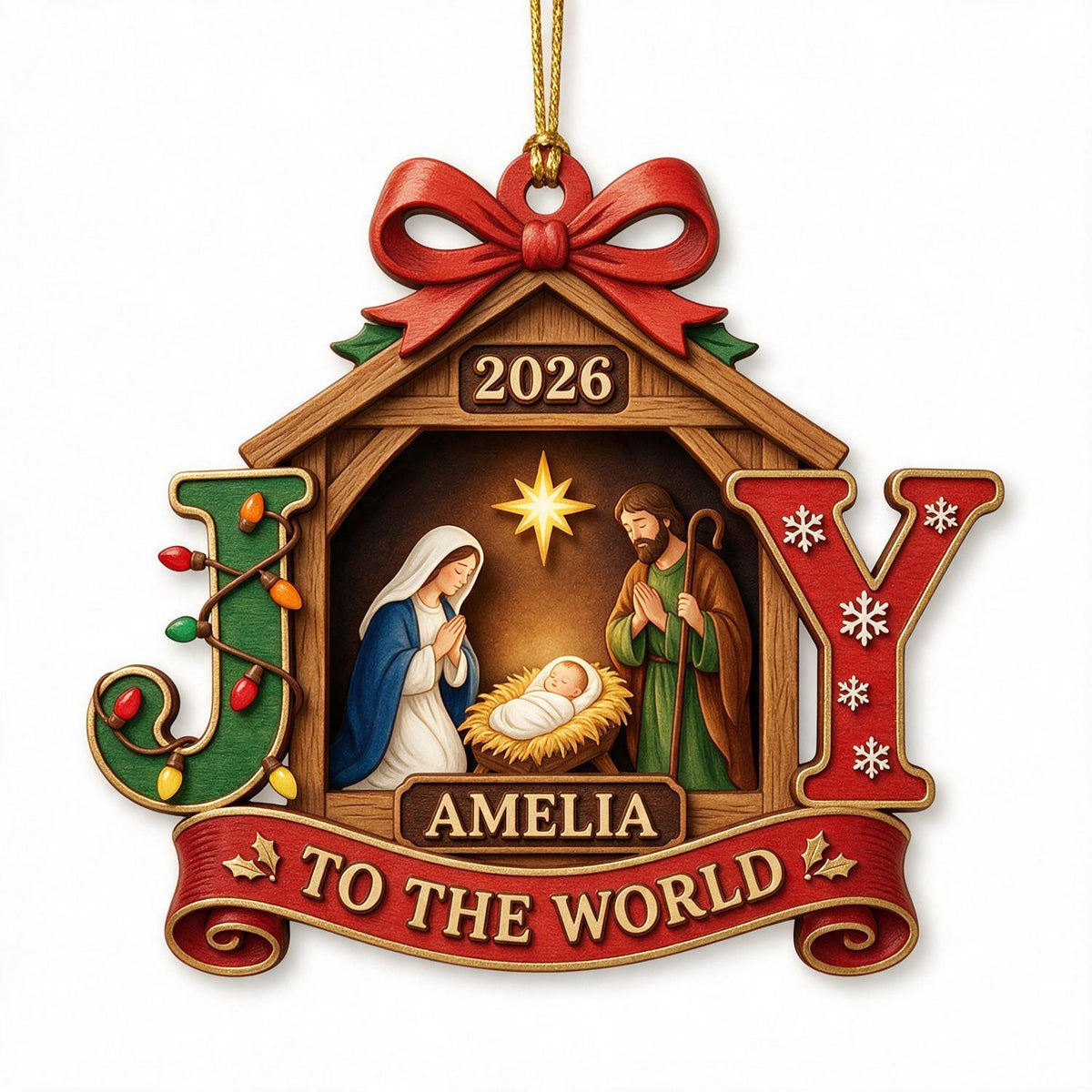 Ornement Acrylique Personnalisé Noël Premier Noël Crèche JOIE Cadeau Souvenir