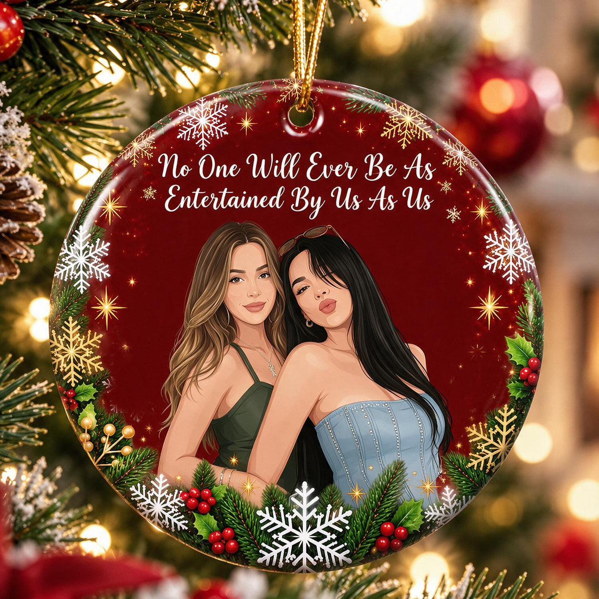 Personalisierte Foto-Weihnachtsfreunde Keramik Ornament - Lustiges Freundschaftsgeschenk