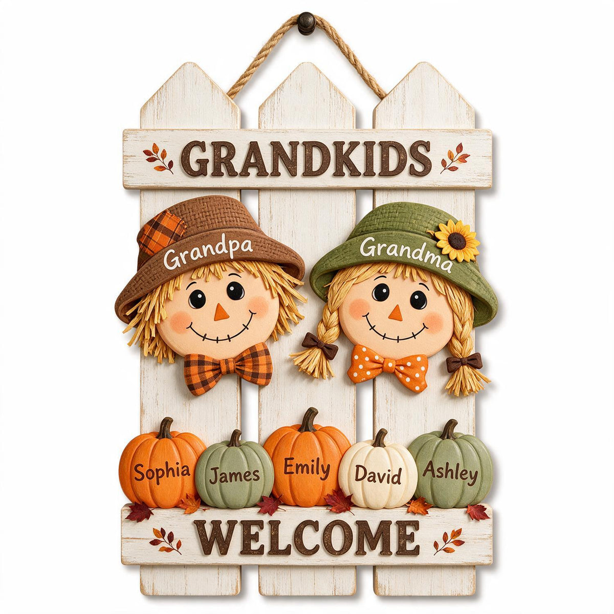 Panneau en Bois de Bienvenue Personnalisé pour Grands-Parents, Cadeau pour Petits-Enfants