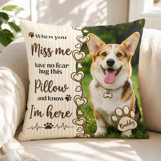 Personalisierte Gedenk Kissen mit lächelndem Tricolor Corgi - Trostgeschenk für Haustierverlust