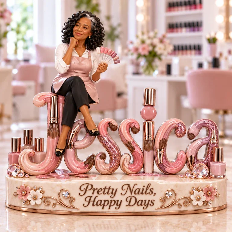 Personalized Custom Photo Nail Artist 3D Name Figurine - Gift for Older Women