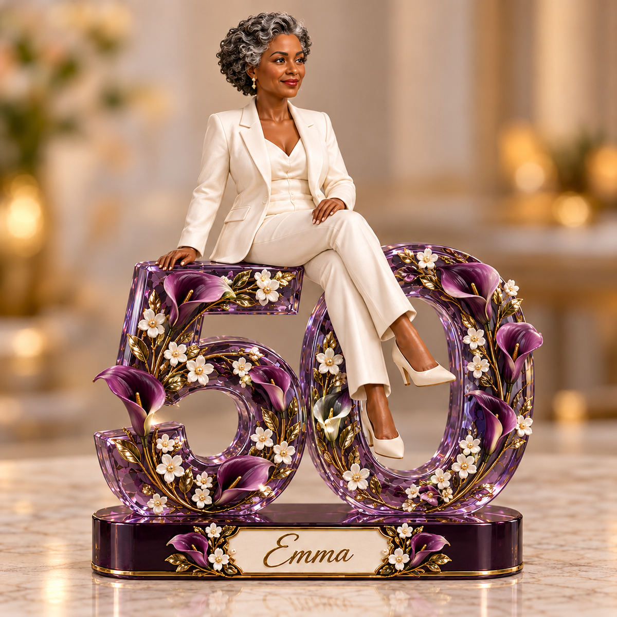 Personalized Custom Photo Purple Calla Lily Custom Shaped Acrylic Plaque - 50th Birthday Gift for Women