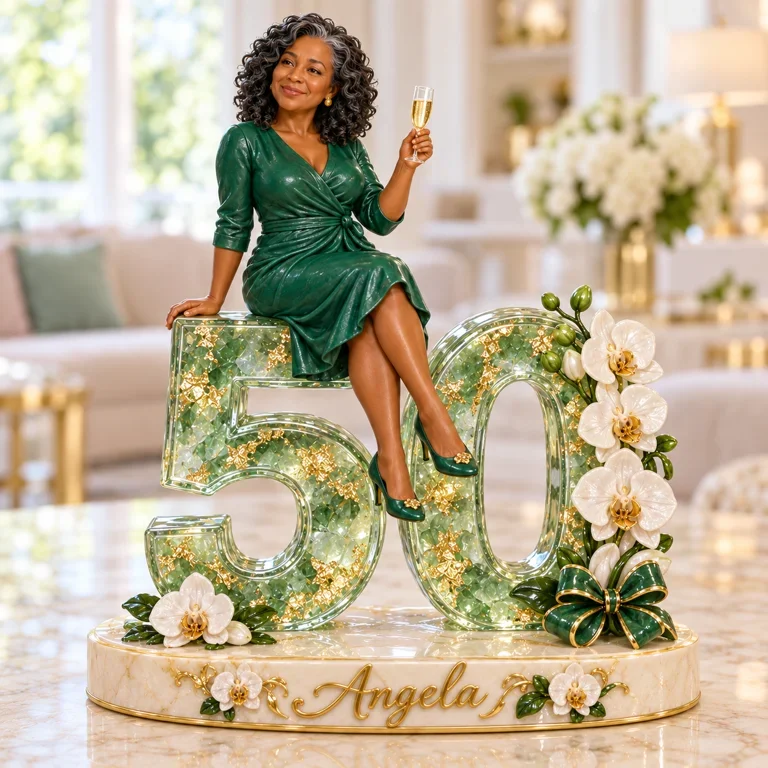 Personalized Custom Photo Orchid Custom Shaped Acrylic Plaque - 50th Birthday Gift for Women