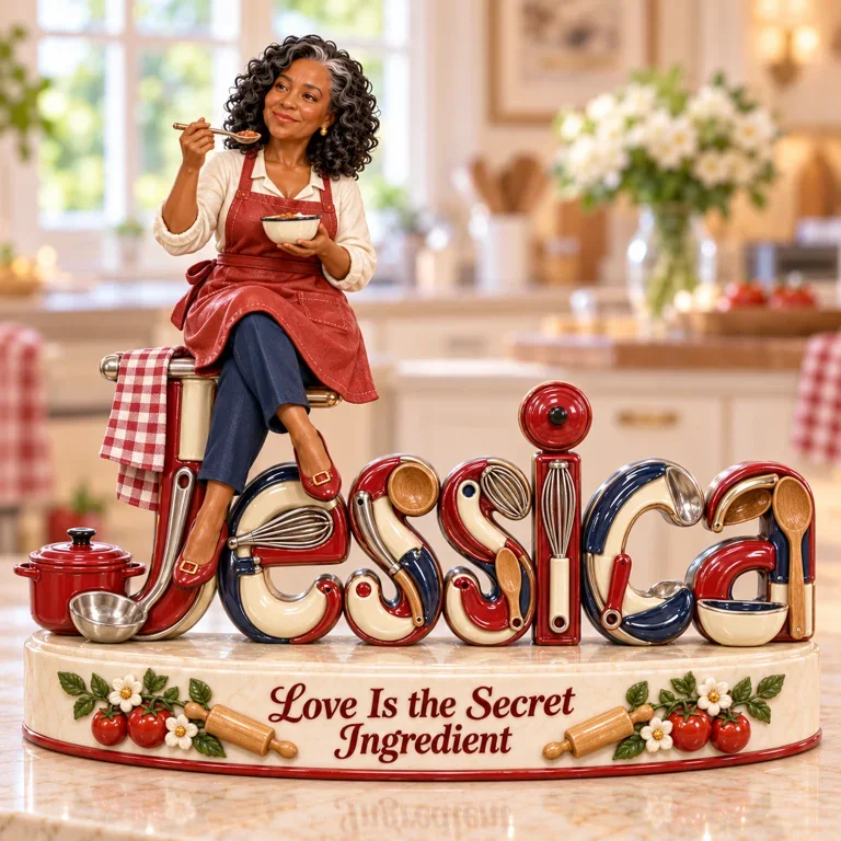 Personalized Custom Photo Cooking 3D Name Figurine - Gift for Older Women