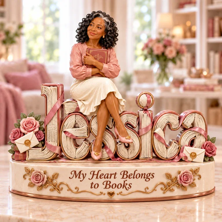 Personalized Custom Photo Romance Book Lover 3D Name Figurine - Gift for Older Women