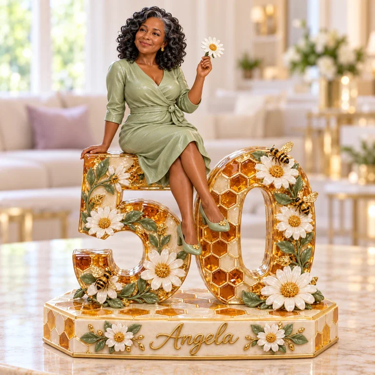 Personalized Bee and Daisy Custom Shaped Acrylic Plaque, Custom Portrait 16th 18th 21st 30th 40th 50th 60th 70th Birthday Gift for Mom, Wife, Girlfriend, Daughter, Sister, Grandma, Best Friend, Bee Lover, Daisy Lover, Teacher, Aunt