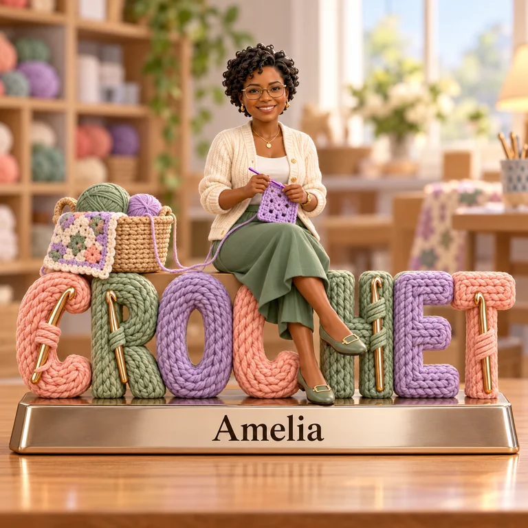 Personalized Custom Photo Crochet Custom Shaped Acrylic Plaque - Gift for Women