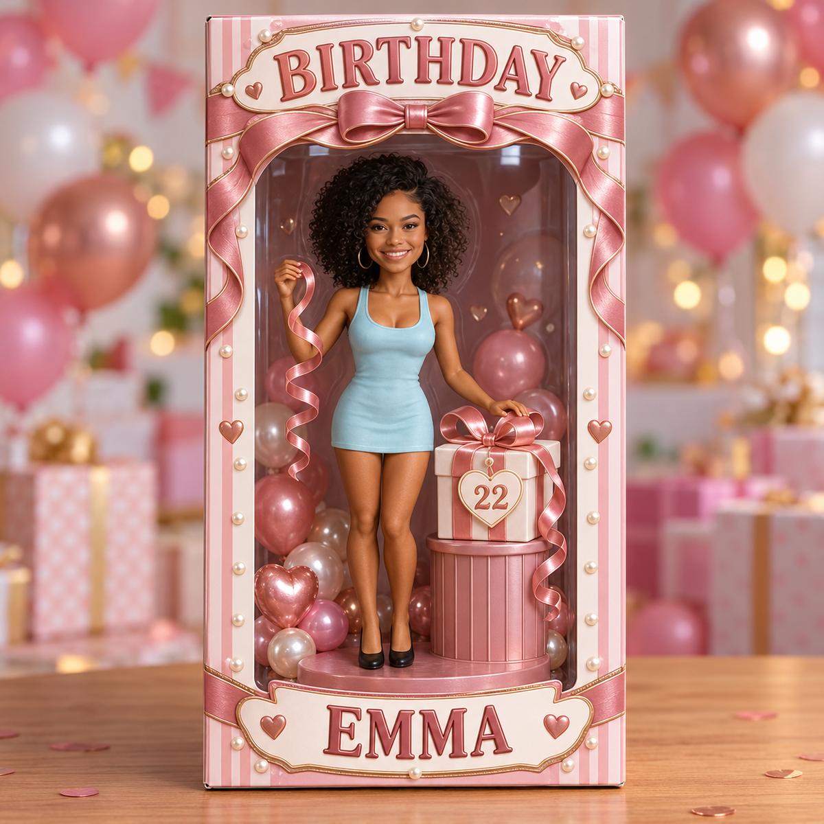 Boîte d'Affichage de Portrait d'Anniversaire Personnalisée - Figurine Photo avec Nom et Âge