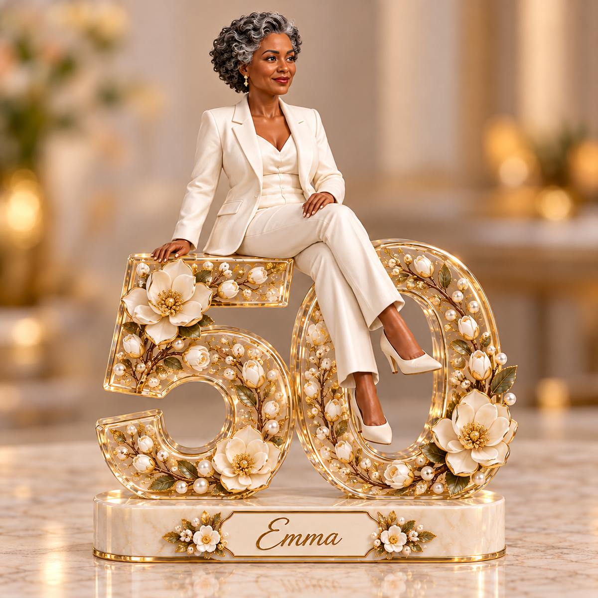 Personalized Custom Photo Magnolia Custom Shaped Acrylic Plaque - 50th Birthday Gift for Women