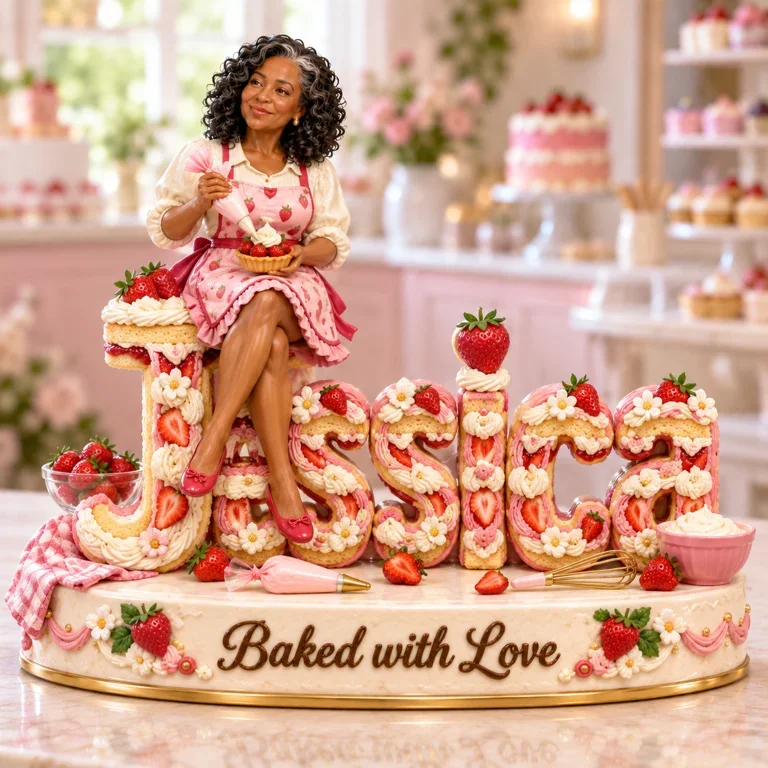 Personalized Custom Photo Strawberry Baking 3D Name Figurine - Gift for Older Women