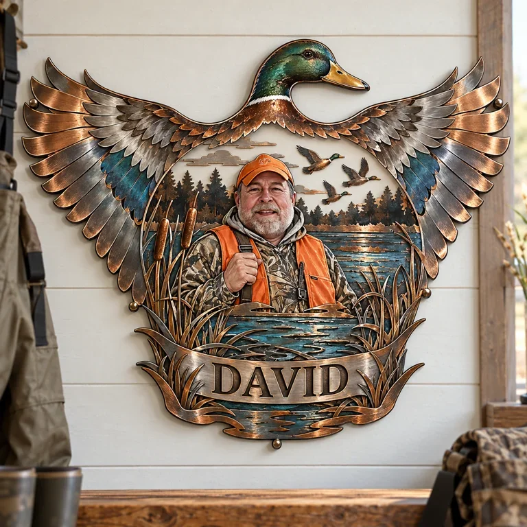 Personalized Custom Photo Duck Hunting 3D Cut Metal Sign - Gift for Older Men