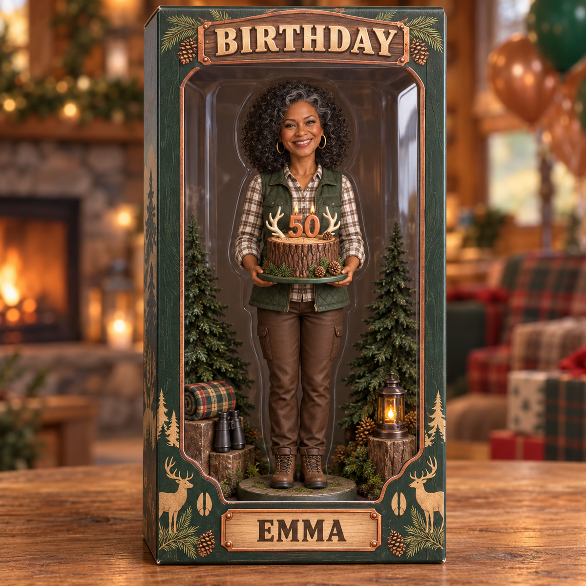 Personalized Hunting Acrylic Display Box - Birthday Portrait Figurine Gift