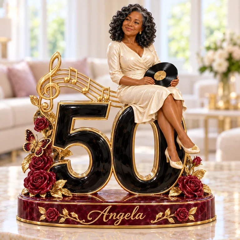 Personalized Custom Photo Music Lover Custom Shaped Acrylic Plaque - 50th Birthday Gift for Women