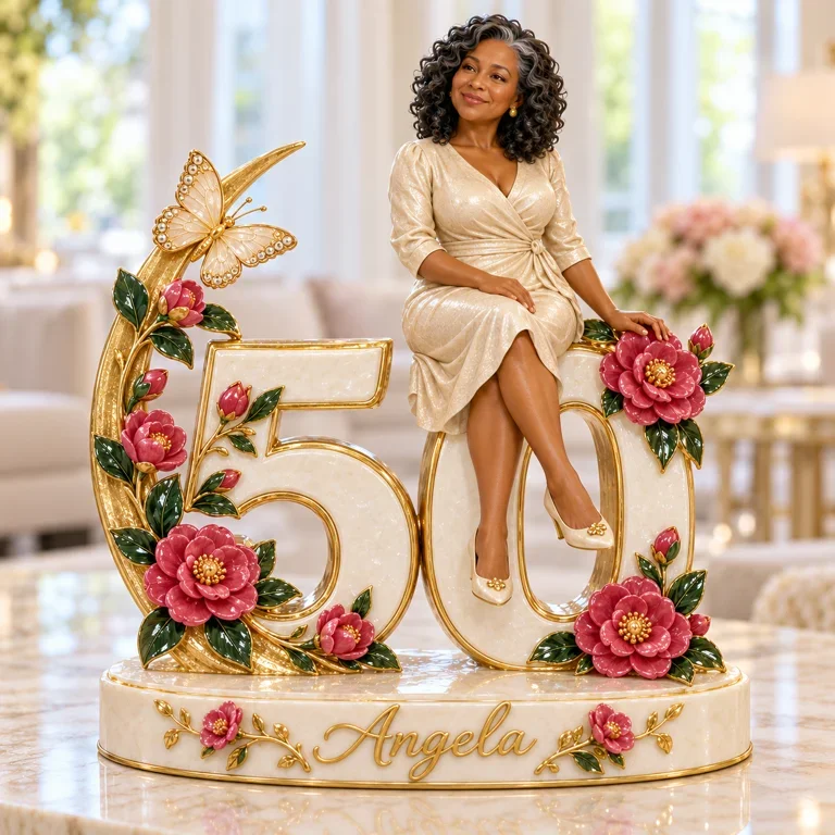Personalized Custom Photo Camellia Custom Shaped Acrylic Plaque - 50th Birthday Gift for Women