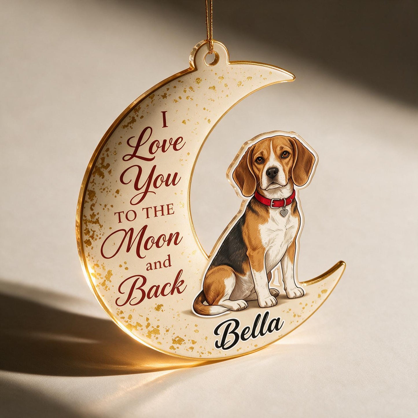 Personalized Beagle Moon Acrylic Ornament - I Love You To The Moon And Back Custom Name Christmas Gift For Dog Lovers