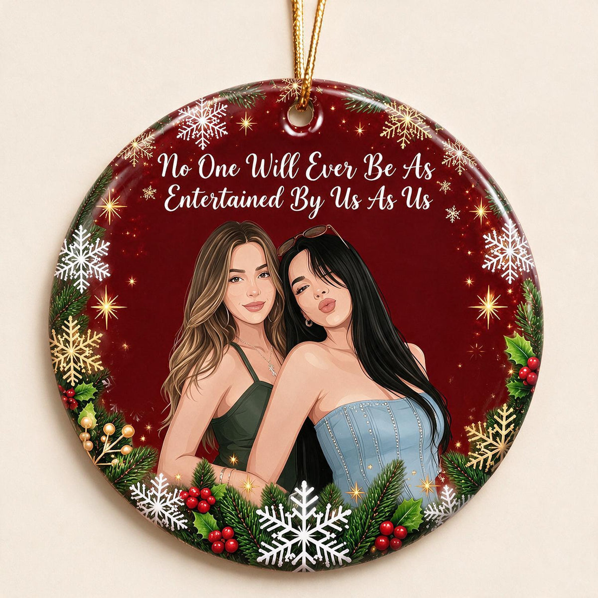 Personalisierte Foto-Weihnachtsfreunde Keramik Ornament - Lustiges Freundschaftsgeschenk
