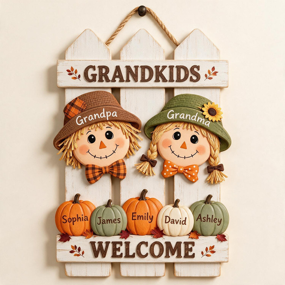 Panneau en Bois de Bienvenue Personnalisé pour Grands-Parents, Cadeau pour Petits-Enfants