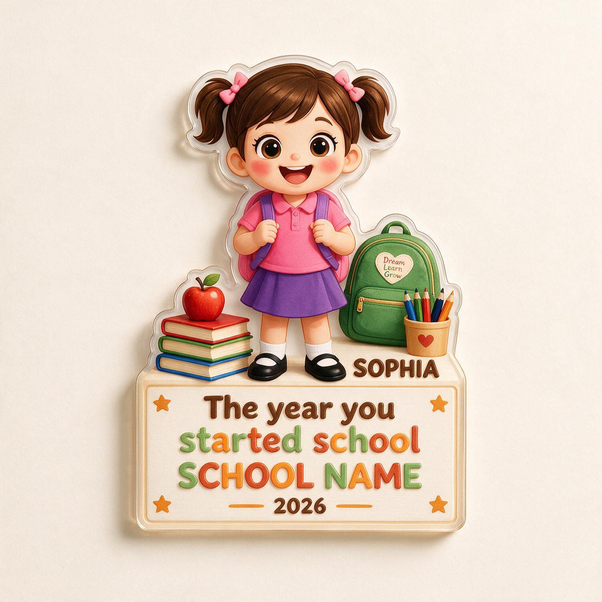 Ornement en Acrylique Personnalisé pour le Premier Jour d'École, Cadeau Souvenir