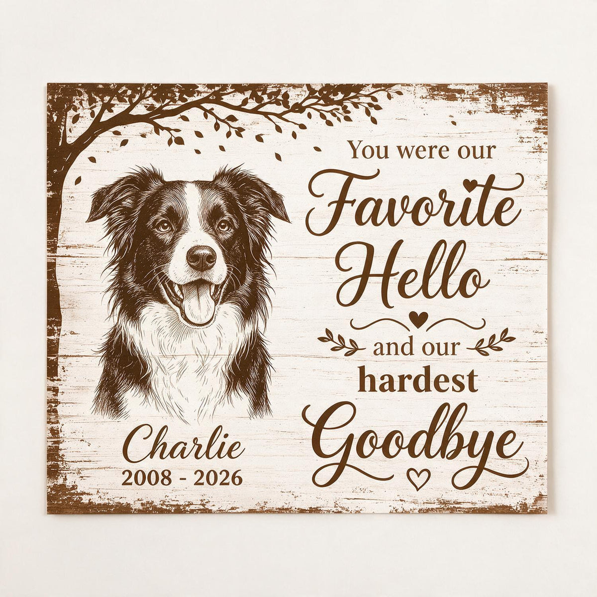 Under Tree Pet Dog Cat Memorial Custom Photo You Were Our Favorite Hello - Personalized Poster - Sympathy Gift, Remembrance Gift