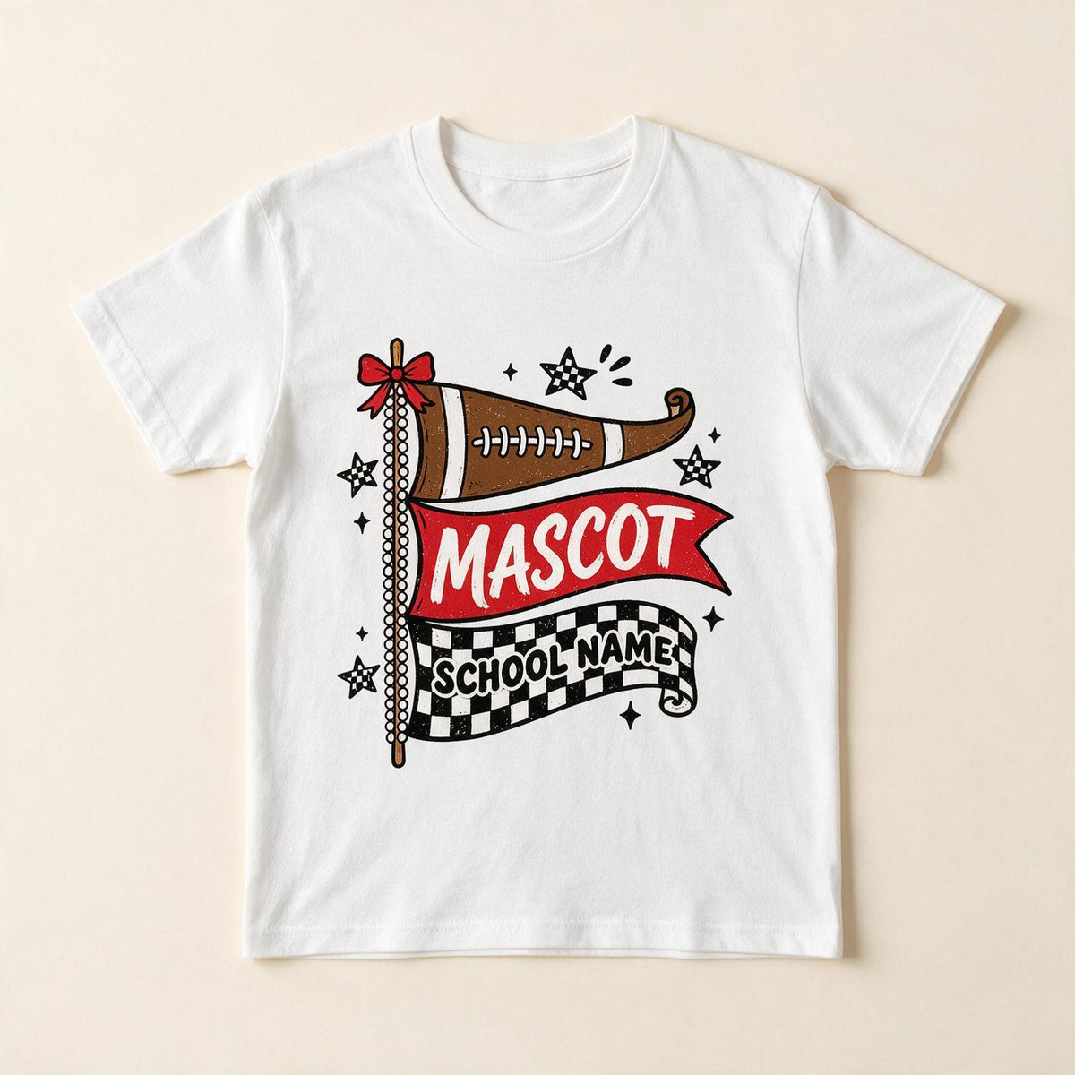 Personalized Game Day Football Pennant Shirt, School Spirit Football Mom Gift