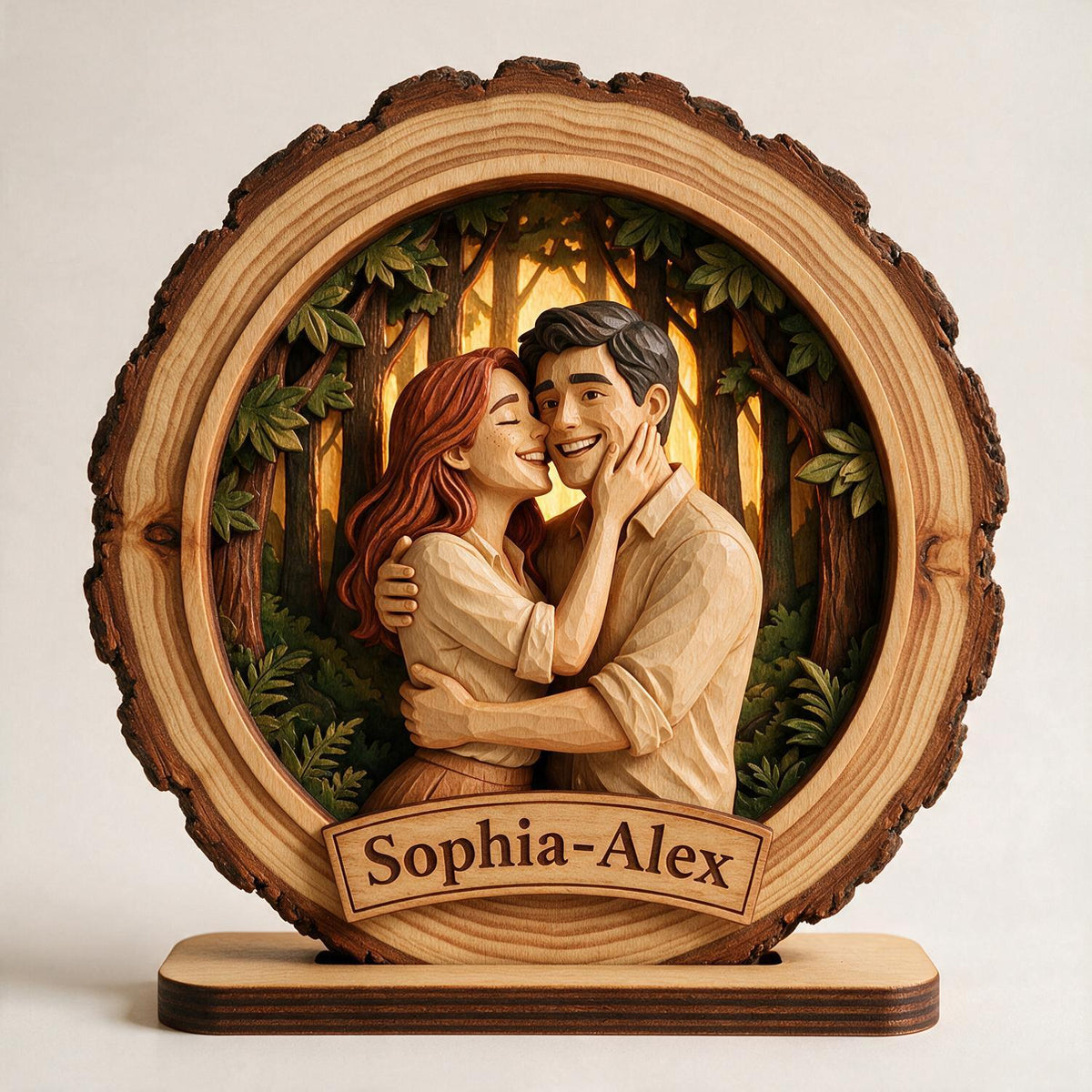 Custom Couple Photo Portrait - Personalized 2-Layered Wooden Plaque - Heartfelt Anniversary Gift for Her, for Him