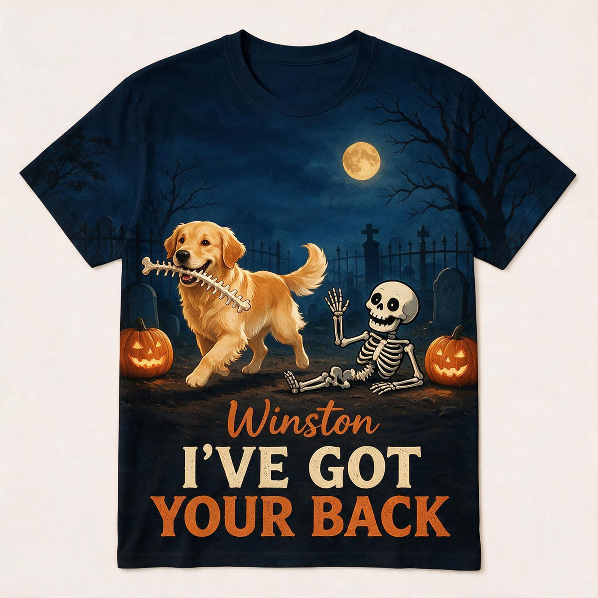 Personalized Halloween Pet I've Got Your Back 3D Shirt Funny Skeleton Dog Lover Gift
