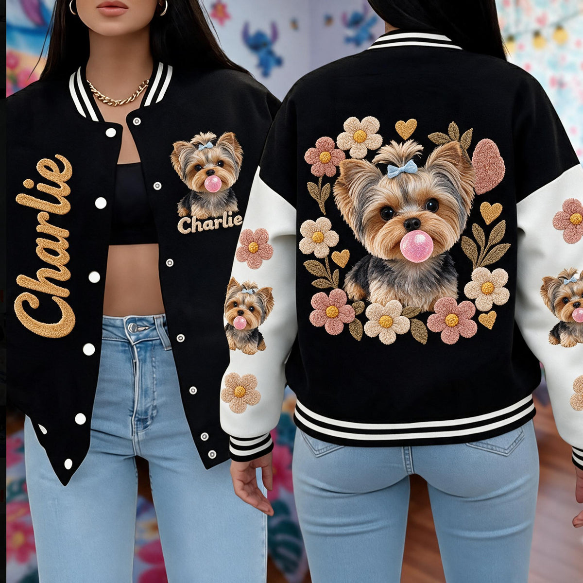 Personalized Yorkshire Terrier Varsity Jacket Pet Lover Streetwear