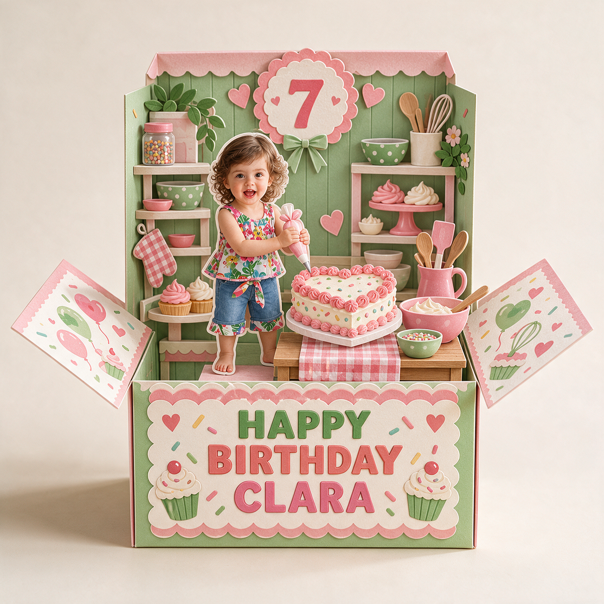 Carte Pop Up d'Anniversaire Personnalisée - Souvenir de Décoration de Gâteau Photo